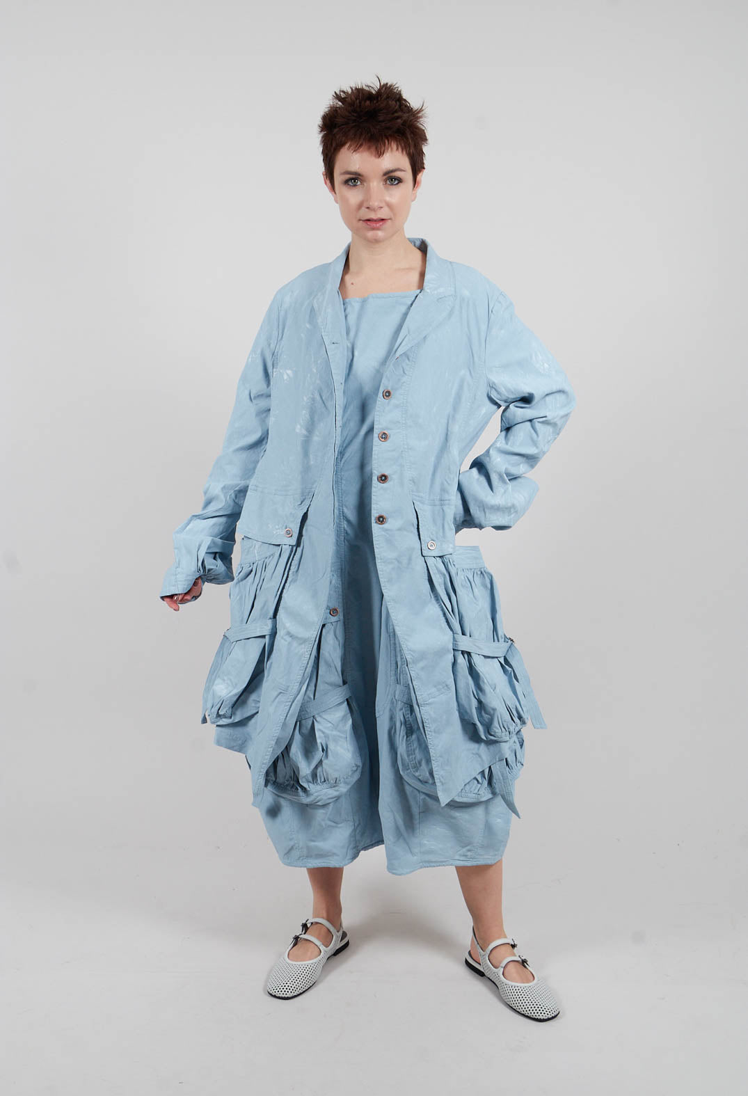 Balloon Cuff Coat in Sky Fog - 2391207