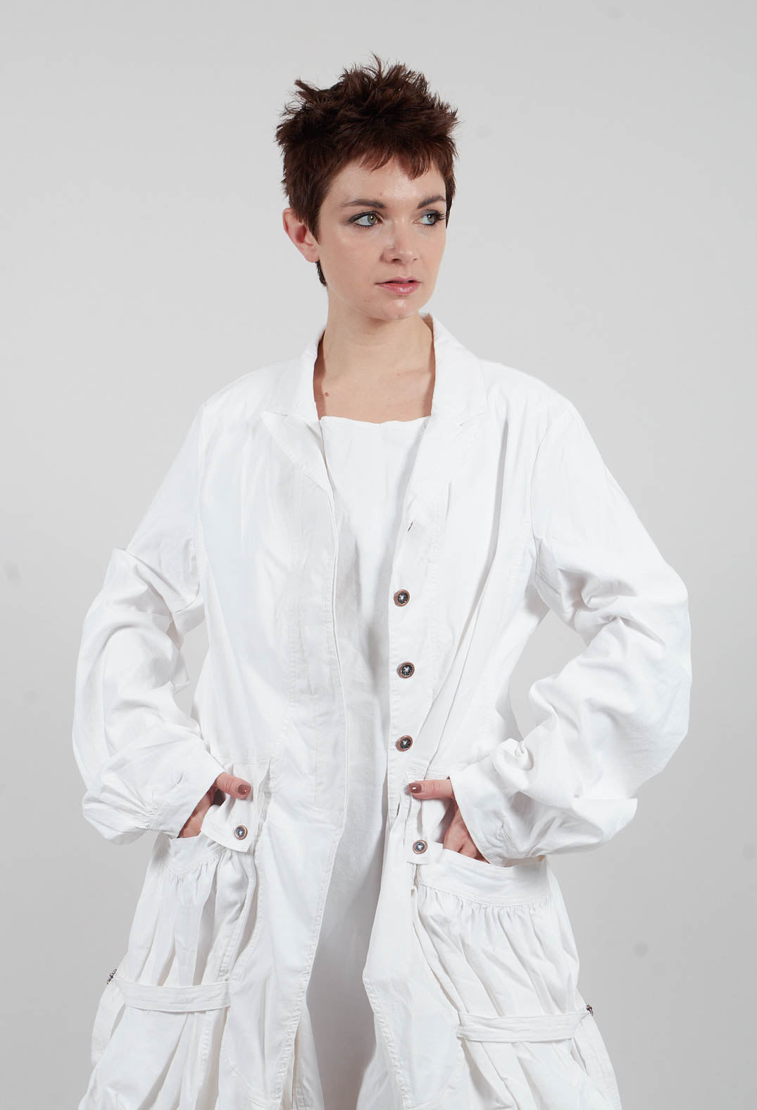 Balloon Cuff Coat in Seafoam Fog - 2391207