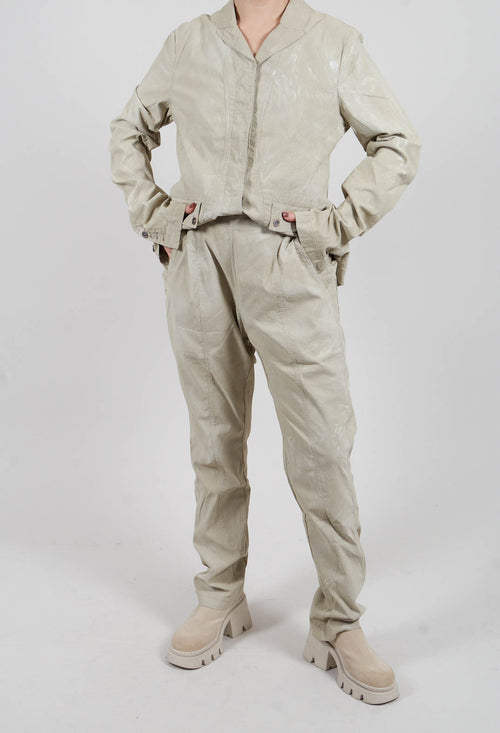 Slim Pull On Trousers in Linen Fog - 2390110