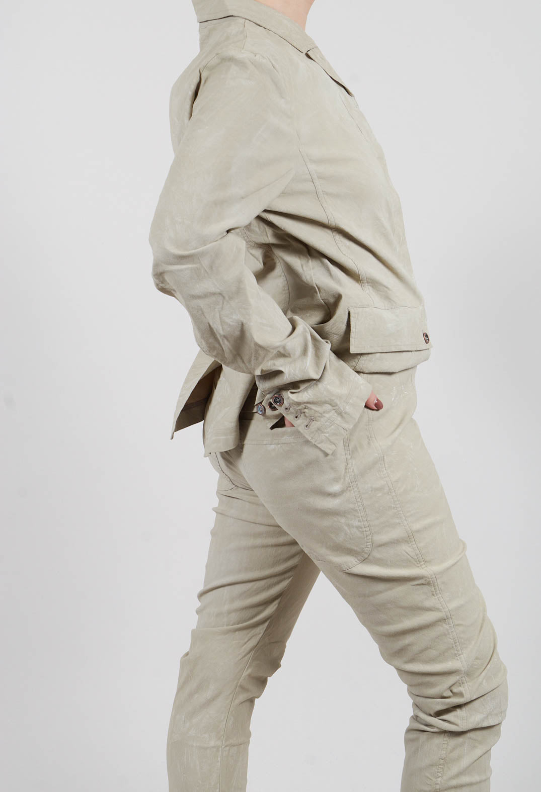 Skinny Trouser in Linen Fog - 2390111