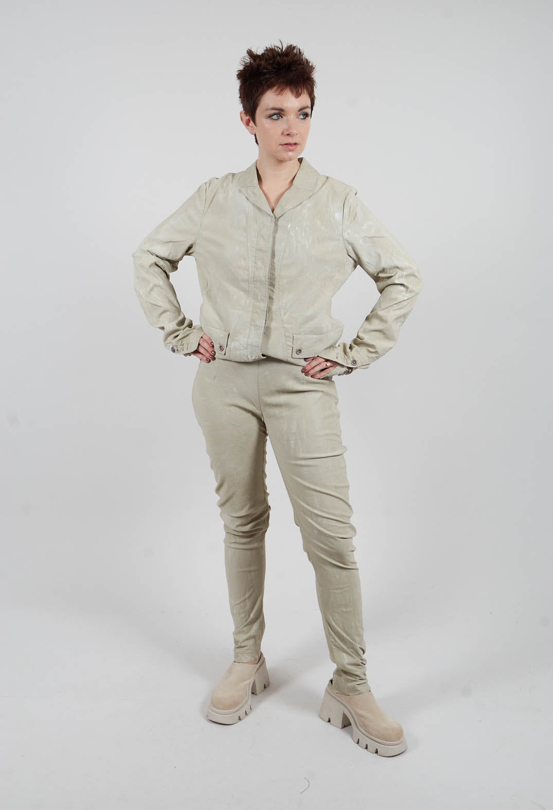 Skinny Trouser in Linen Fog - 2390111