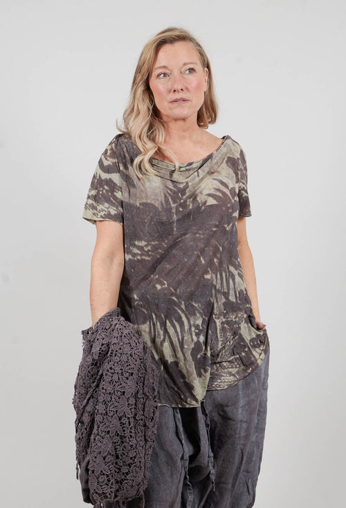 Asymmetric T-Shirt in Amber Print - 2420502