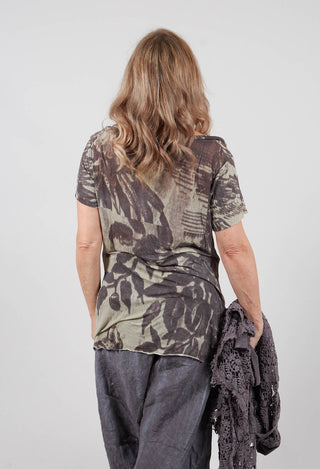 Asymmetric T-Shirt in Amber Print - 2420502