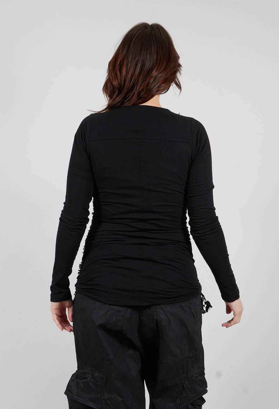 Longline Lace T-Shirt in Black Gloss - 2520518