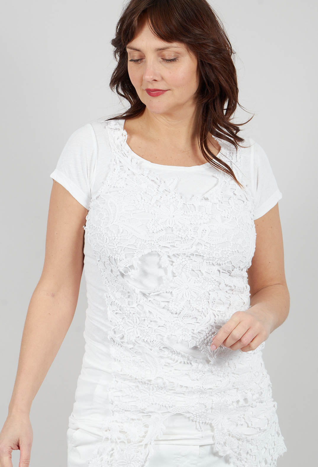 Longline Lace T-Shirt in Seafoam Fog - 2520509