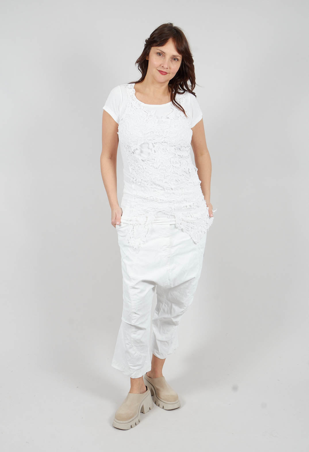 Longline Lace T-Shirt in Seafoam Fog - 2520509