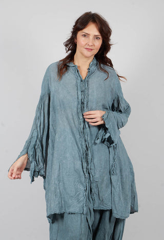 Rundholz Longline Raw Edge Shirt in Seaweed Fog - 2580904