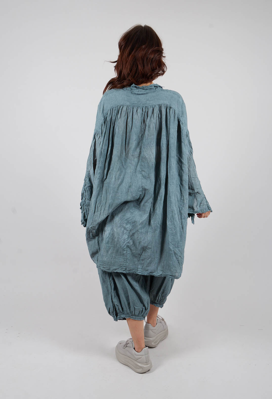Rundholz Longline Raw Edge Shirt in Seaweed Fog - 2580904