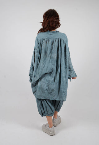 Rundholz Longline Raw Edge Shirt in Seaweed Fog - 2580904