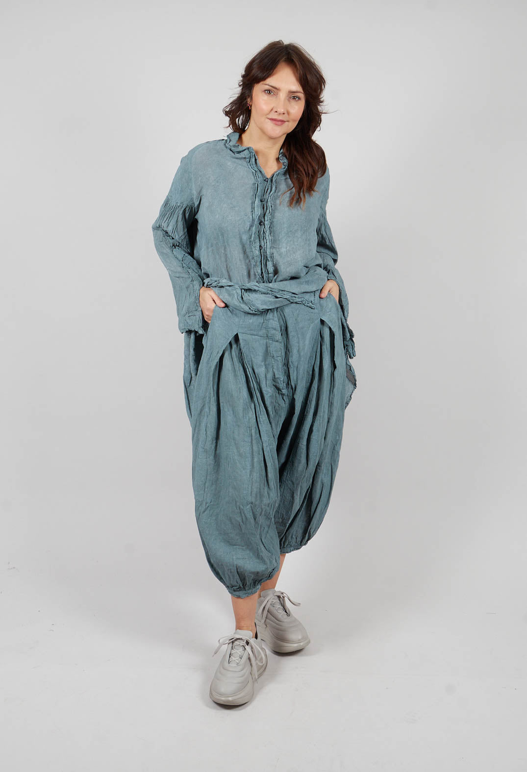 Pleat Front Trousers in Seaweed Fog - 2580109