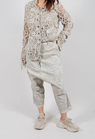 Dropcrotch Trousers in Linen Fog- 2600112
