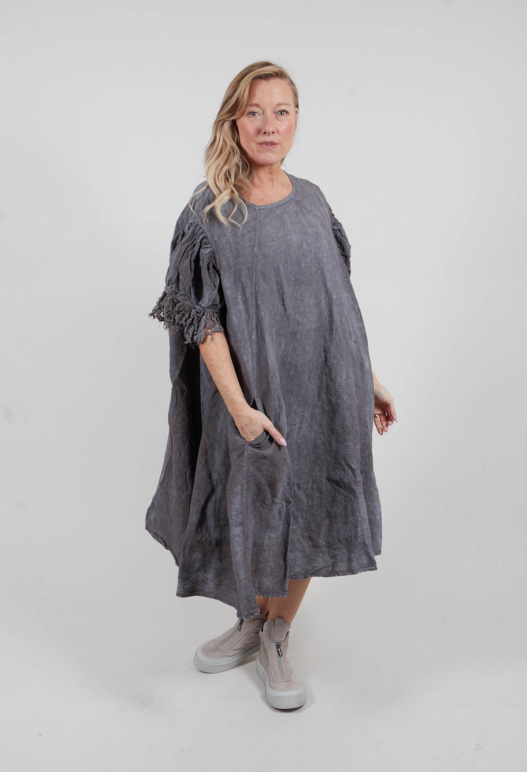 Lace Trim Dress in Amber Fog - 2670905