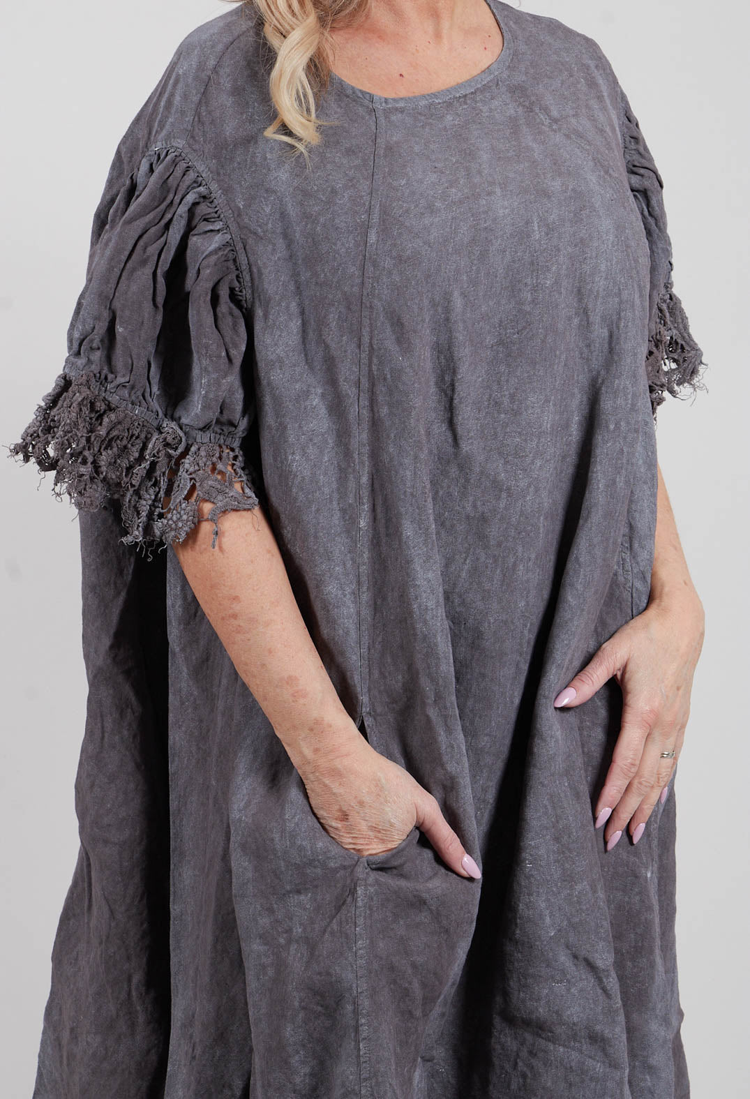 Lace Trim Dress in Amber Fog - 2670905