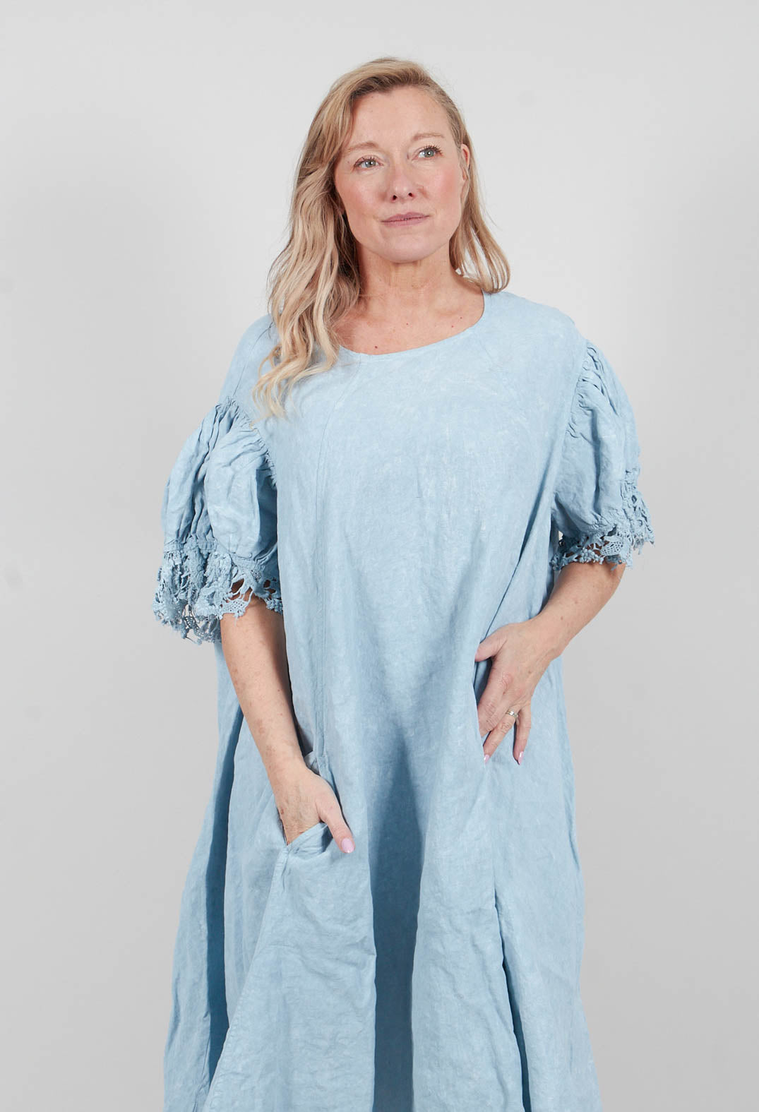 Lace Trim Dress in Sky Fog - 2670905