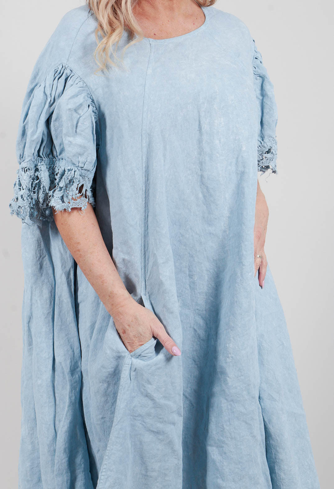Lace Trim Dress in Sky Fog - 2670905