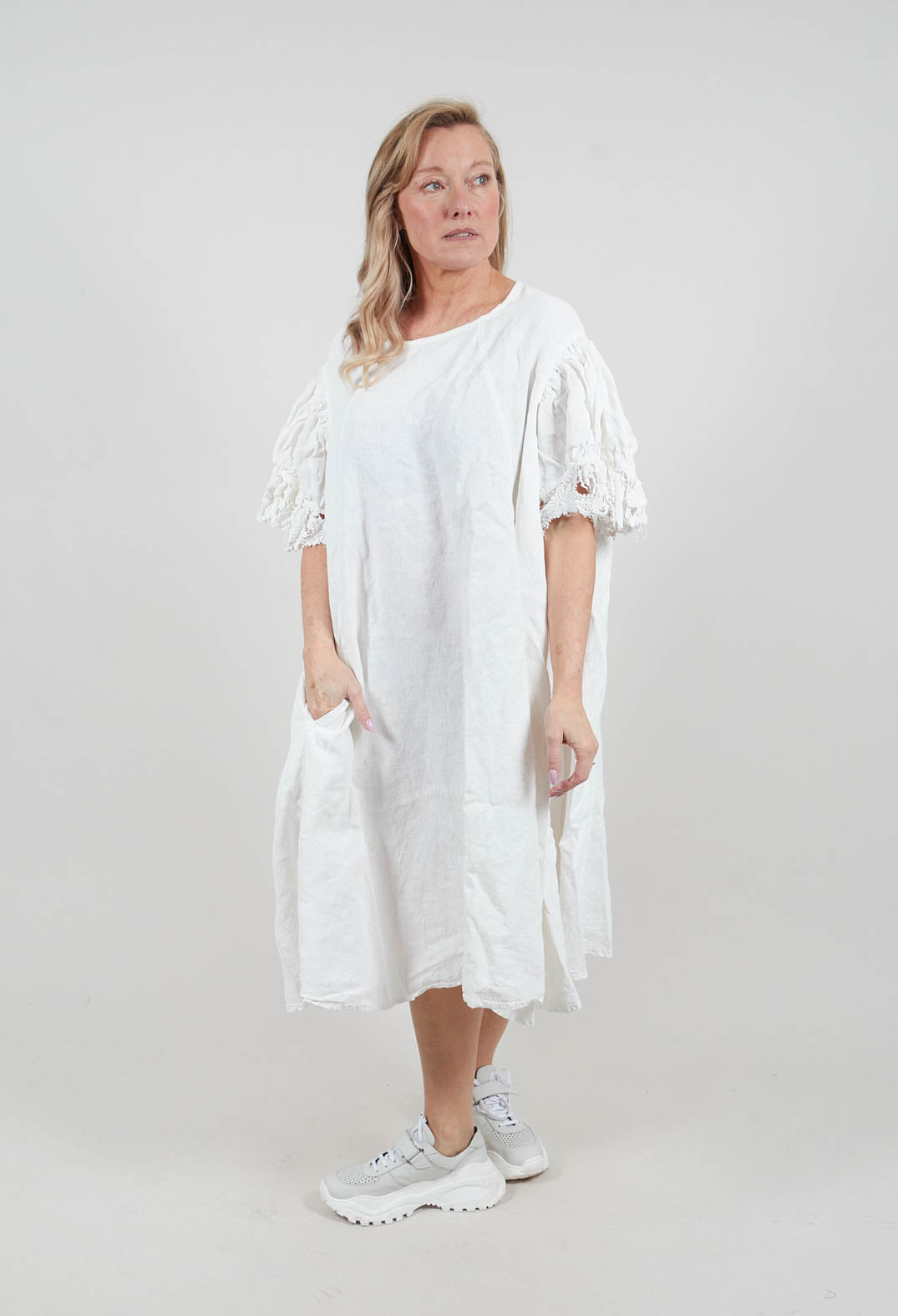 Lace Trim Dress in Seafoam Fog - 2670905