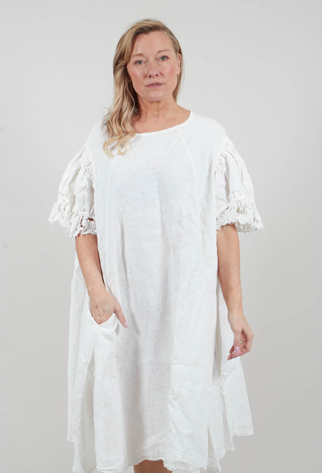 Lace Trim Dress in Seafoam Fog - 2670905