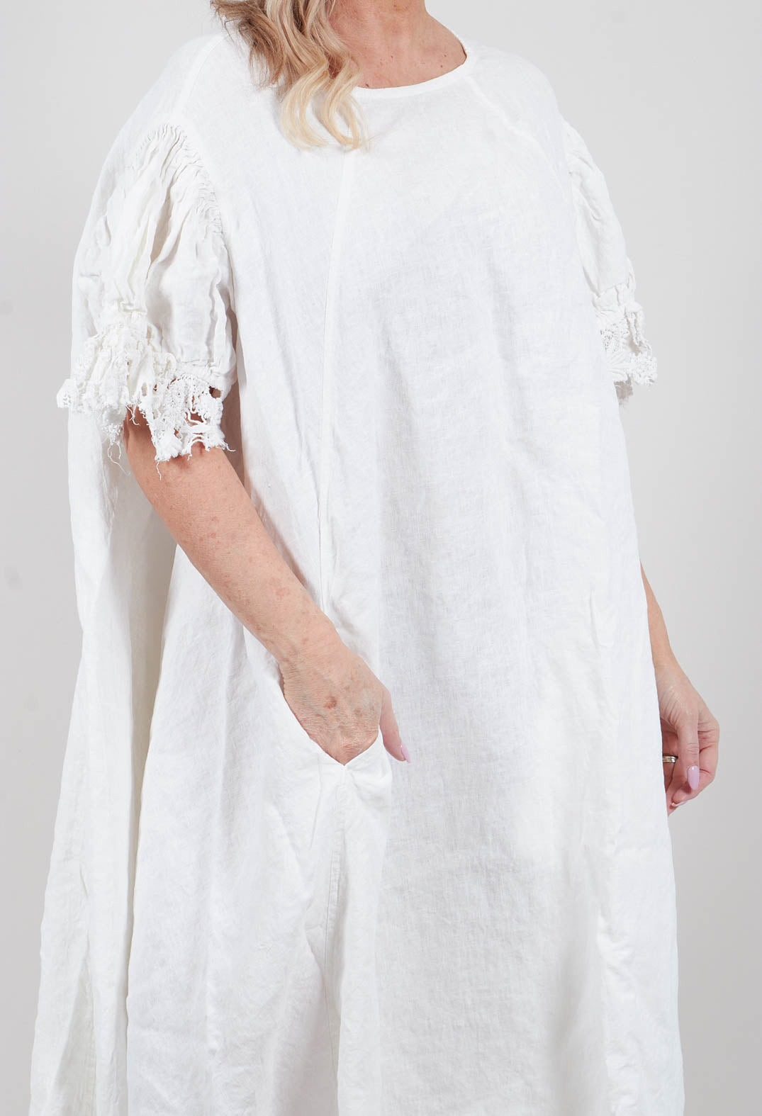 Lace Trim Dress in Seafoam Fog - 2670905