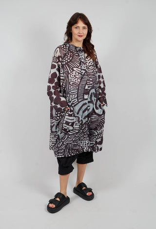 Lightweight Hooded Coat in Black Print - 3211202