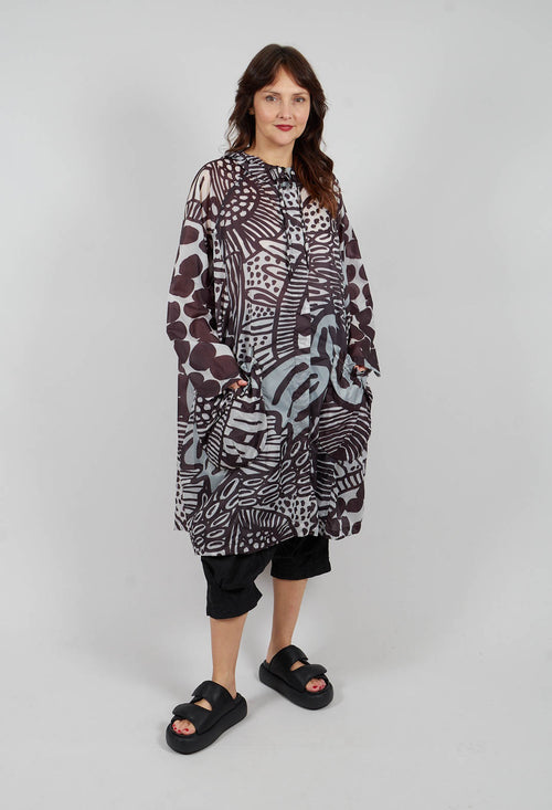Lightweight Hooded Coat in Black Print - 3211202