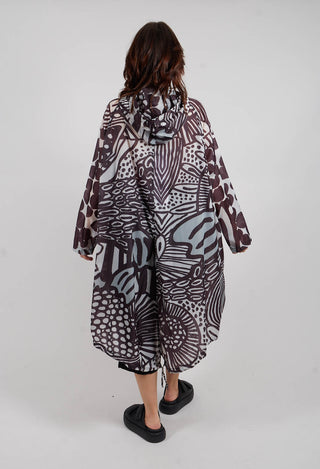 Lightweight Hooded Coat in Black Print - 3211202