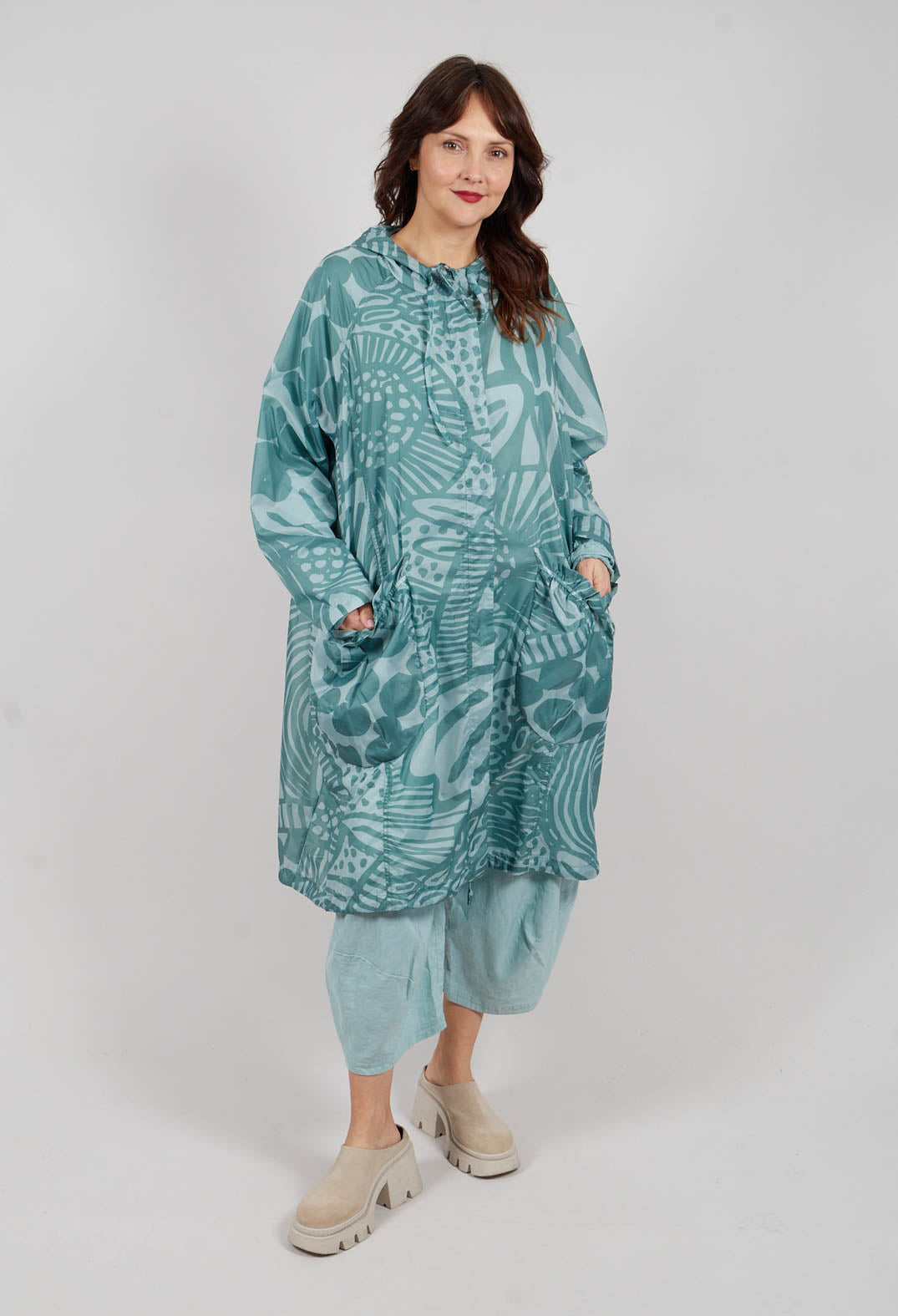 Lightweight Hooded Coat in Grass Print - 3211202