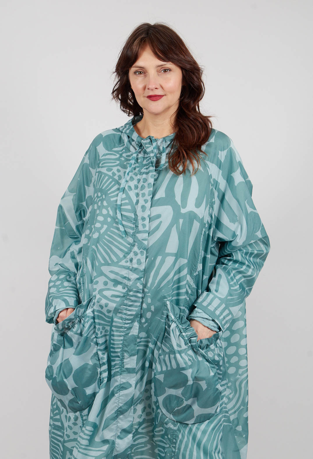 Lightweight Hooded Coat in Grass Print - 3211202