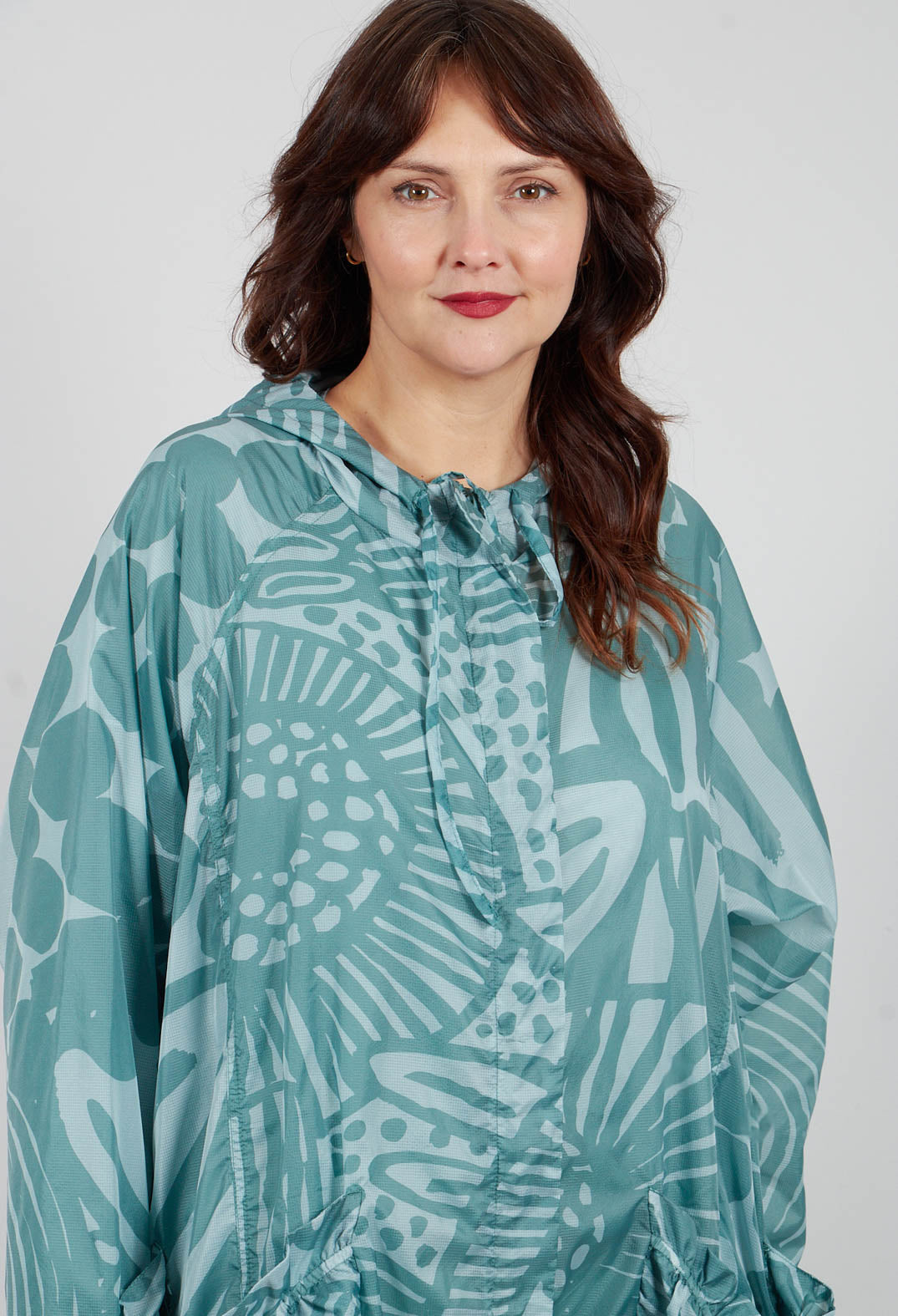 Lightweight Hooded Coat in Grass Print - 3211202