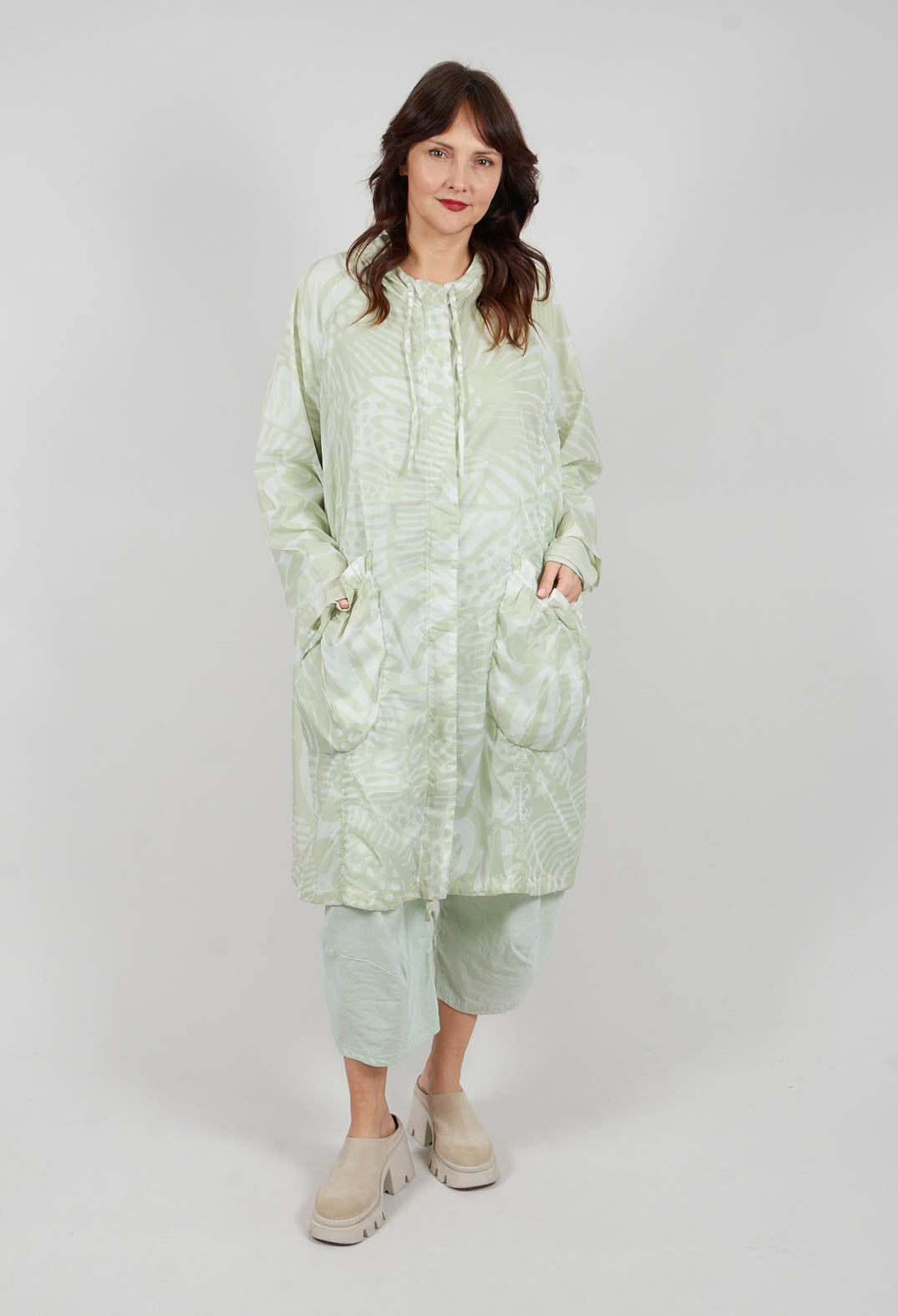 Lightweight Hooded Coat in Lime Print - 3211202