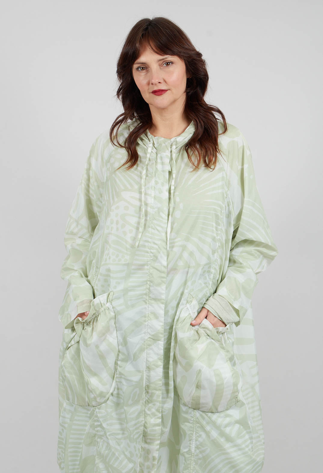 Lightweight Hooded Coat in Lime Print - 3211202