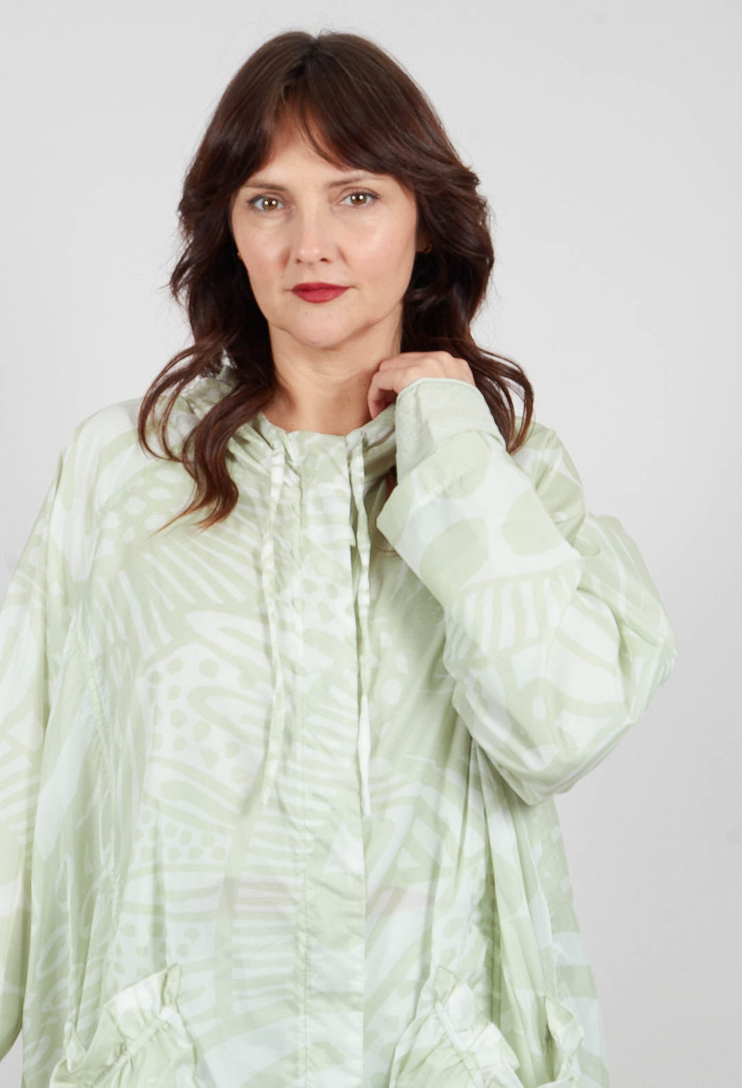 Lightweight Hooded Coat in Lime Print - 3211202