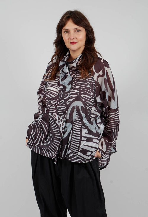 Lightweight Zip Up Jacket in Black Print - 3211103