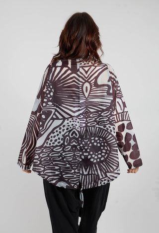 Lightweight Zip Up Jacket in Black Print - 3211103