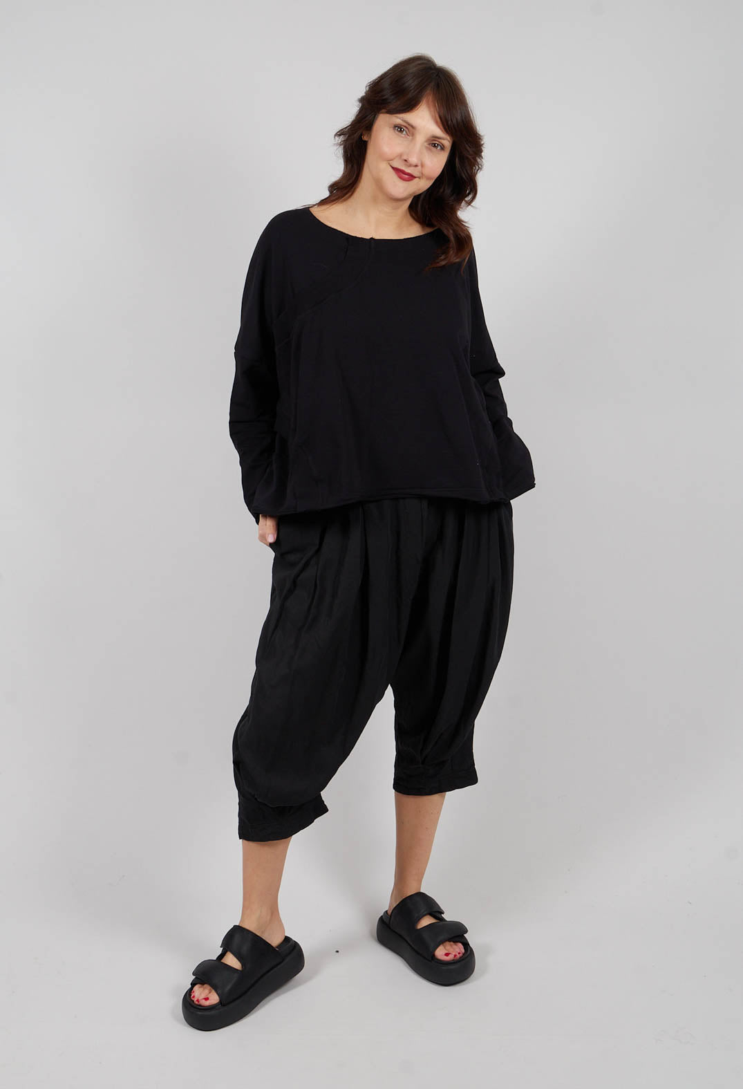 Oversized Jersey Top in Black - 3250501