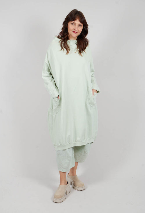 Oversized Jersey Dress with Tulip Hem in Lime - 3250906