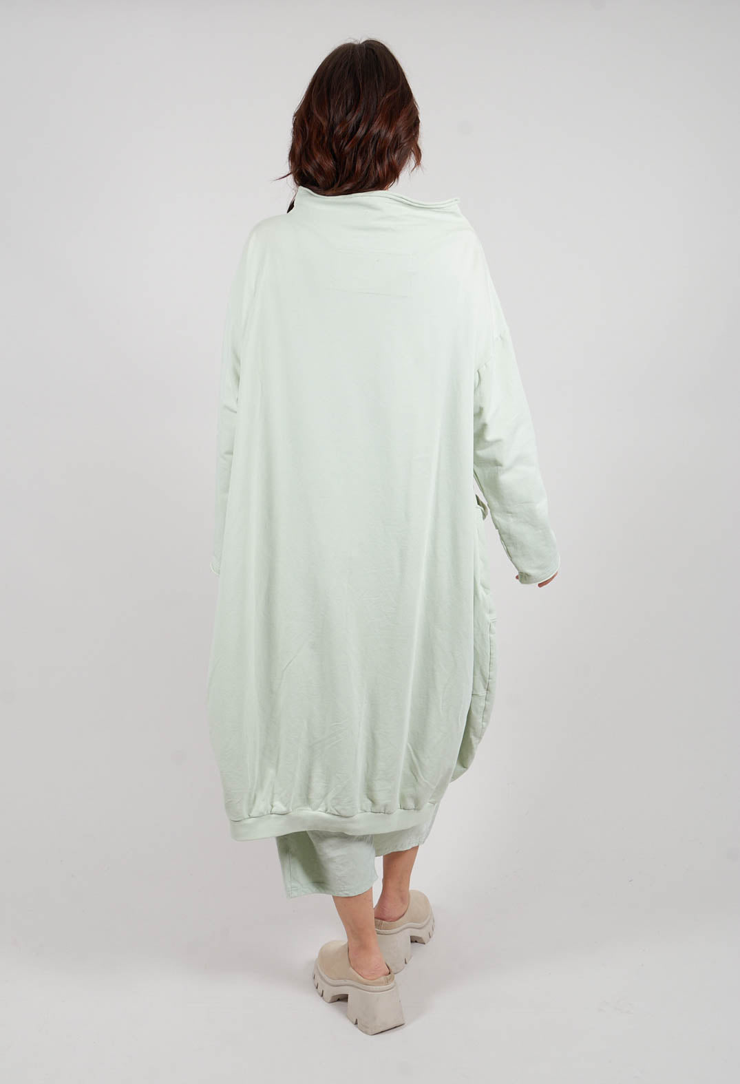 Oversized Jersey Dress with Tulip Hem in Lime - 3250906
