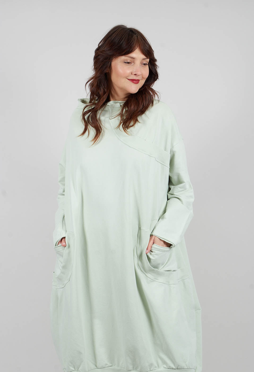 Oversized Jersey Dress with Tulip Hem in Lime - 3250906