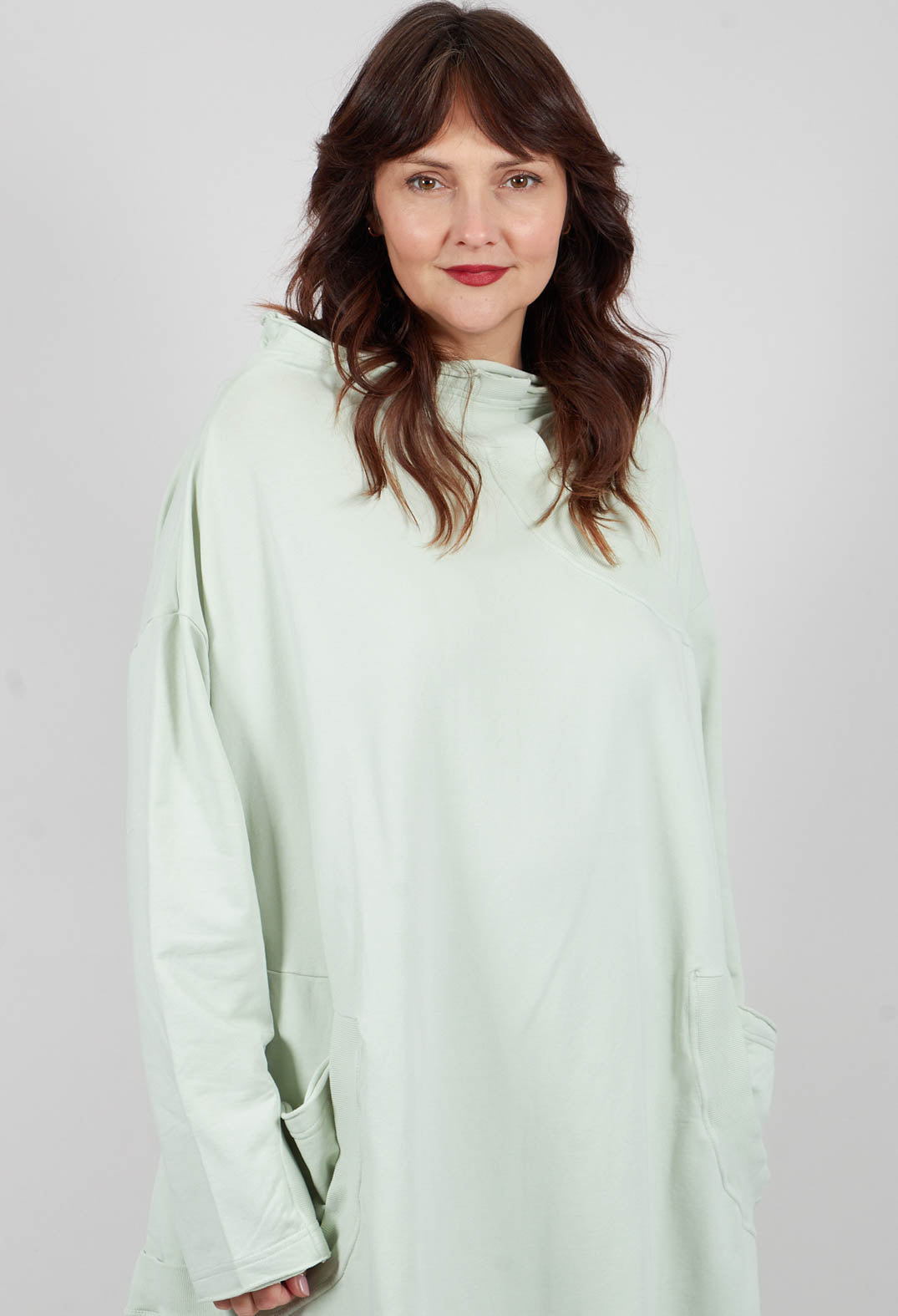 Oversized Jersey Dress with Tulip Hem in Lime - 3250906