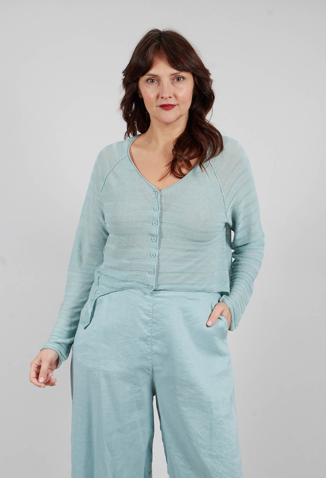 Cropped Cardigan in Mint - 3277104