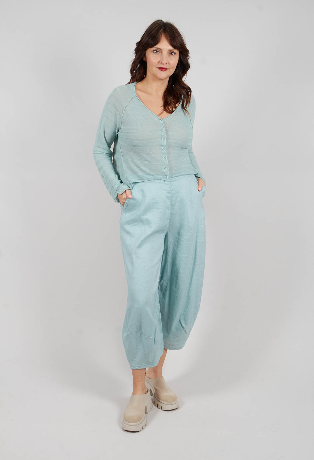Cropped Cardigan in Mint - 3277104