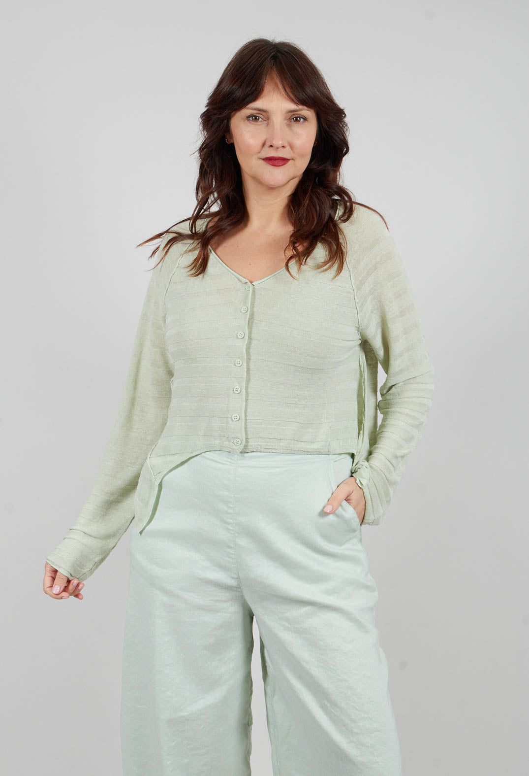 Cropped Cardigan in Lime - 3277104