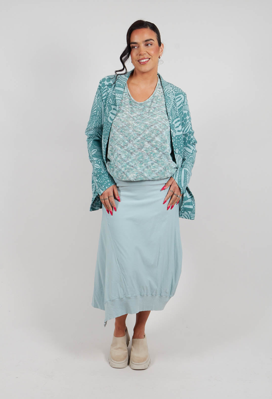 Pull On Jersey Skirt in Mint - 3280303