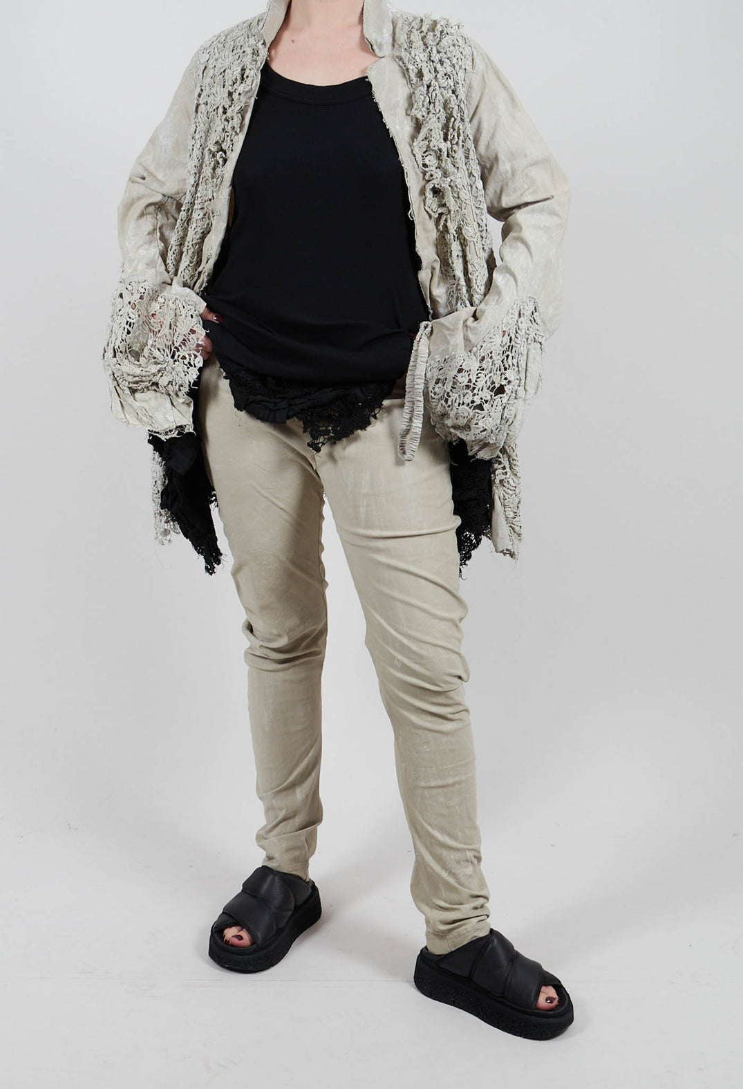 Skinny Trouser in Linen Fog - 2390111