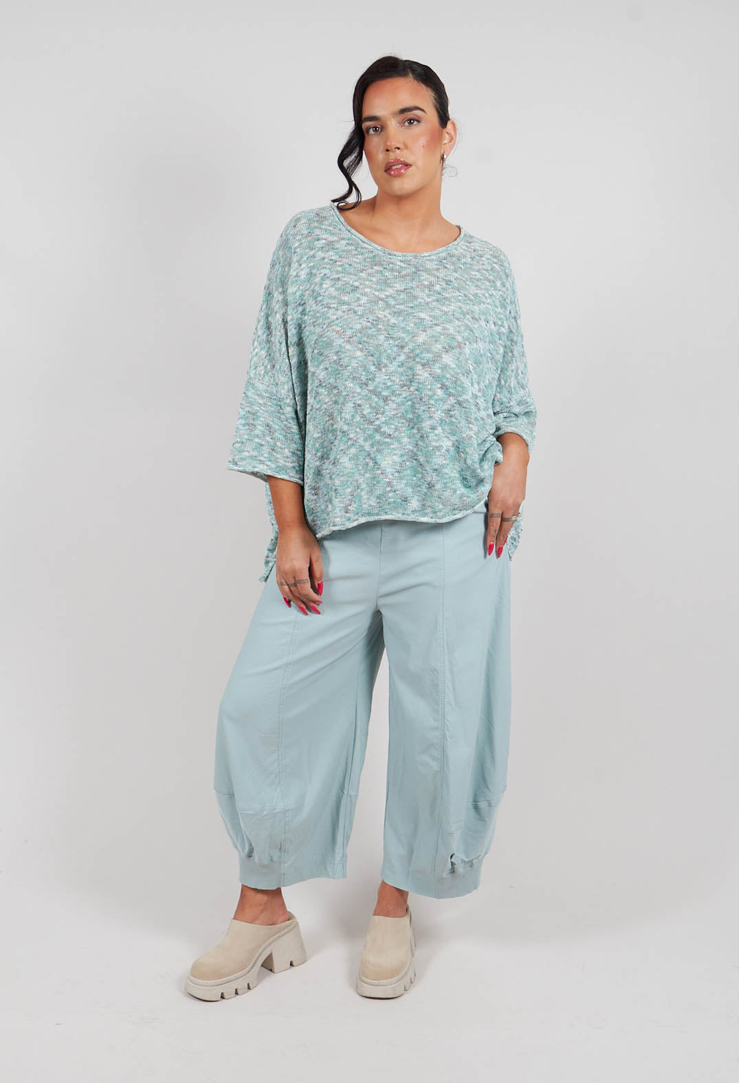Pull On Stretch Fit Trousers in Mint - 3280107