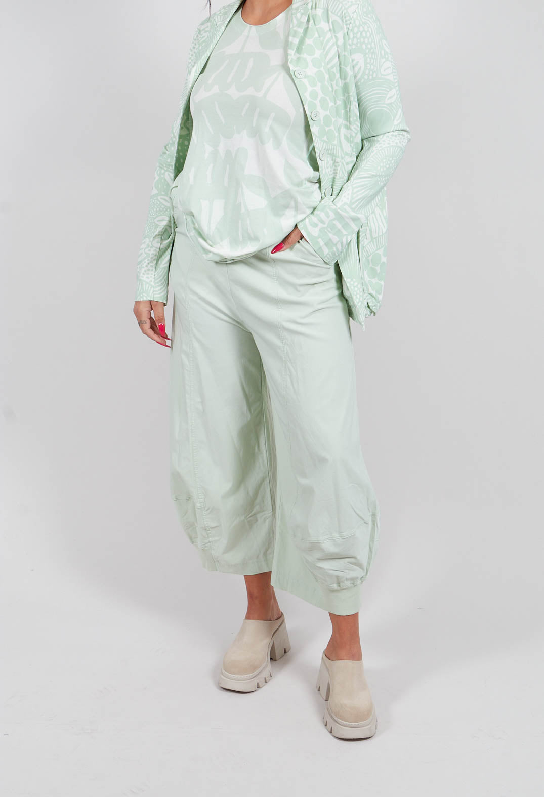 Pull On Stretch Fit Trousers in Lime - 3280107