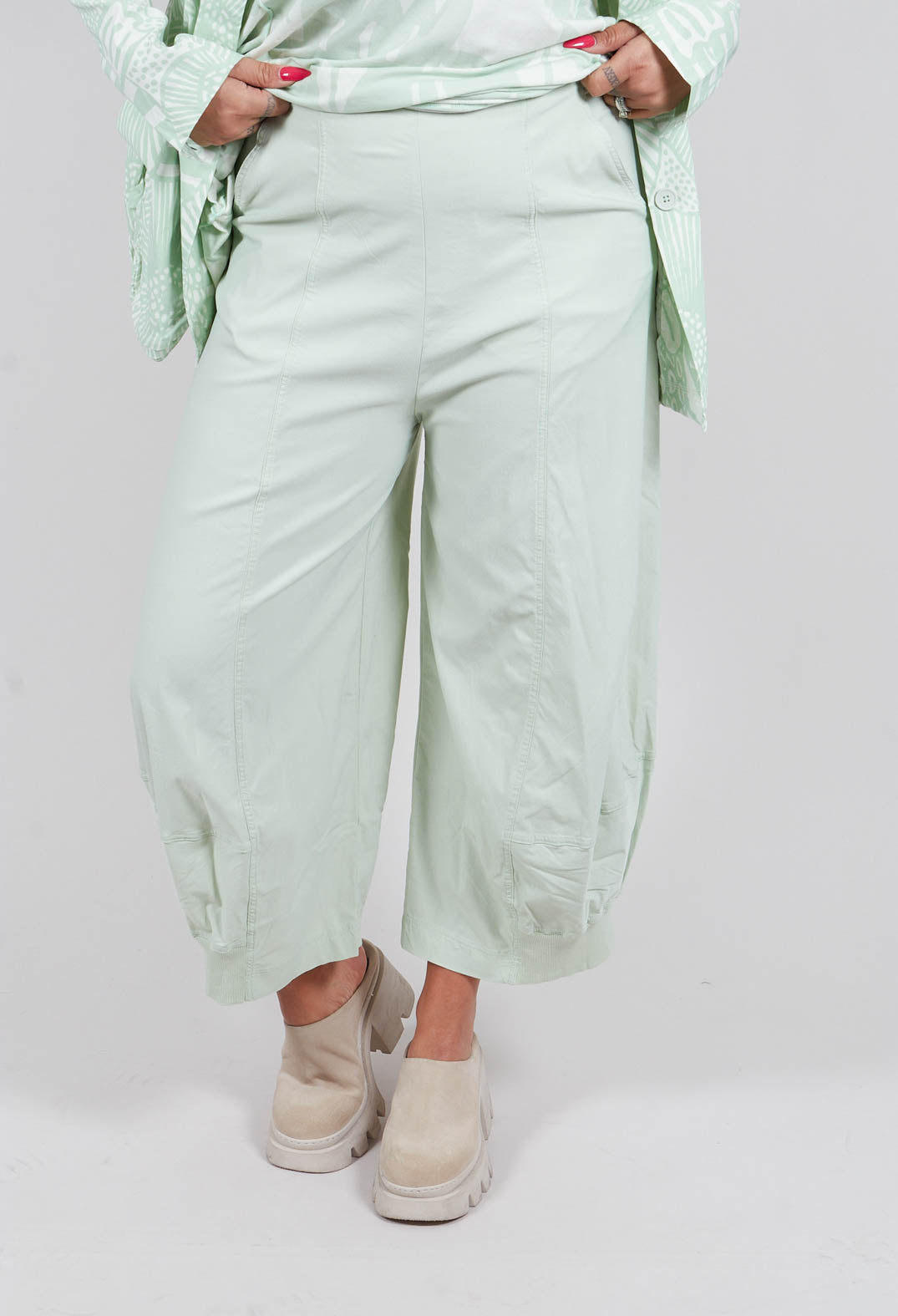 Pull On Stretch Fit Trousers in Lime - 3280107