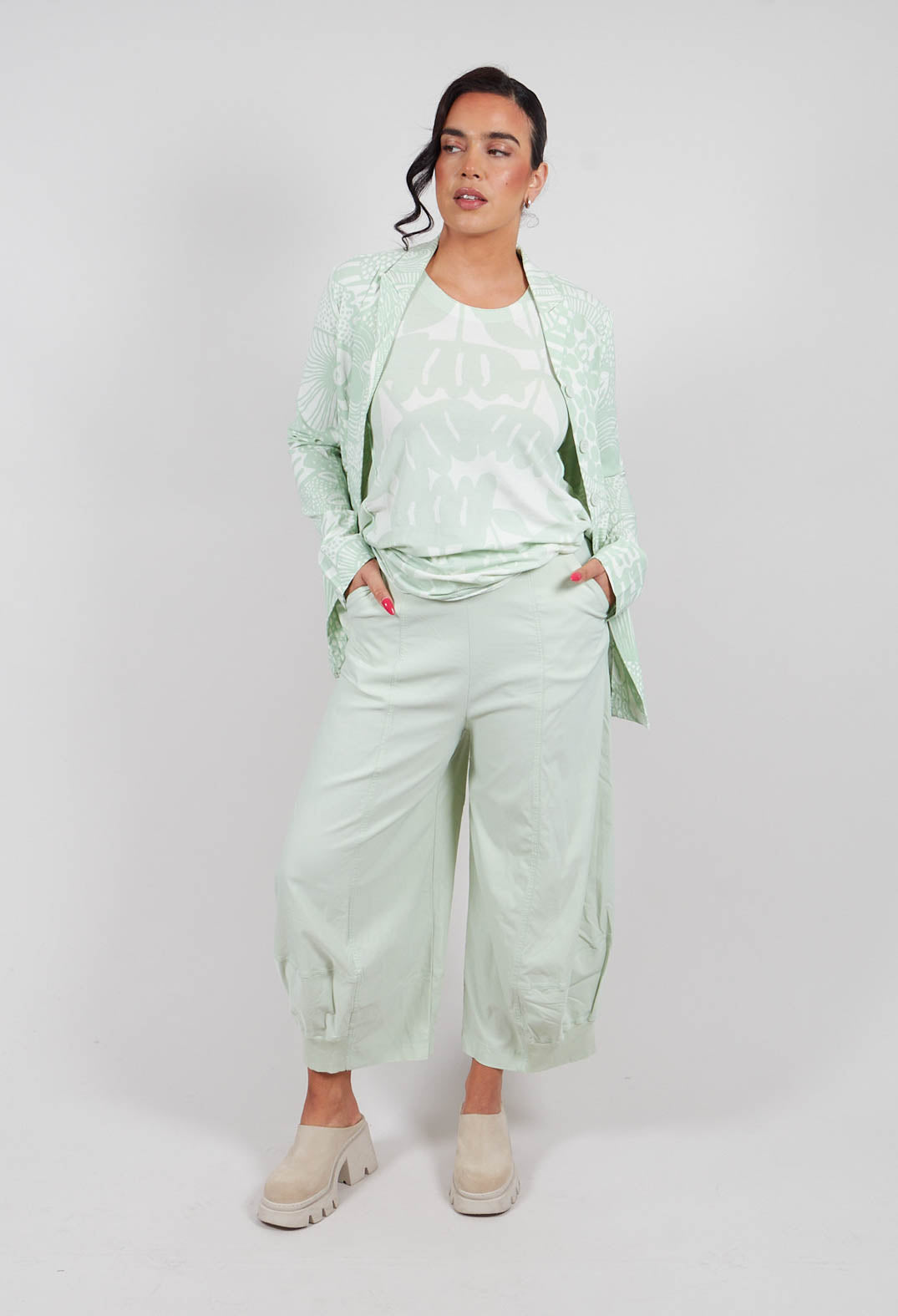 Pull On Stretch Fit Trousers in Lime - 3280107