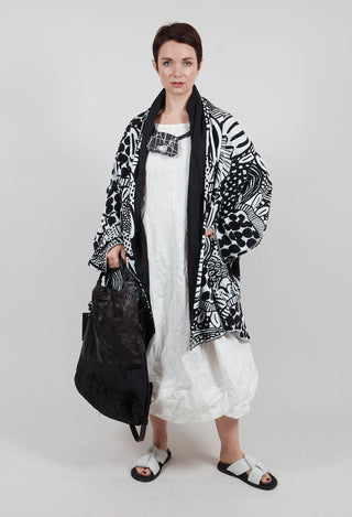 Open Front Longline Jacket in Black Print - 3291110
