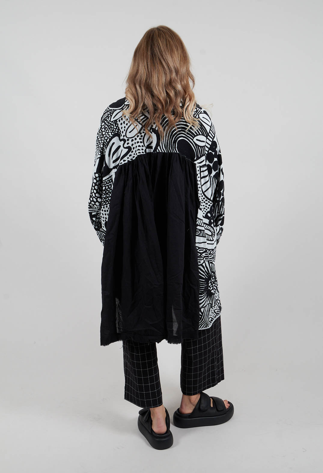 Open Front Longline Jacket in Black Print - 3291110