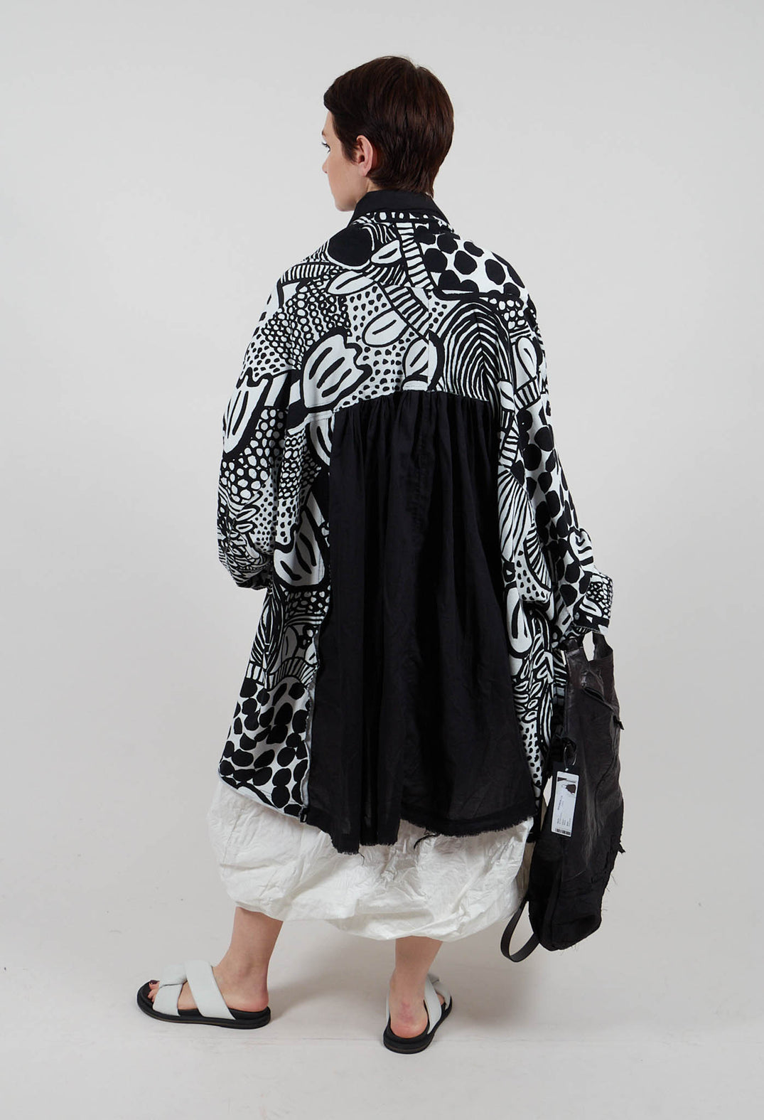 Open Front Longline Jacket in Black Print - 3291110